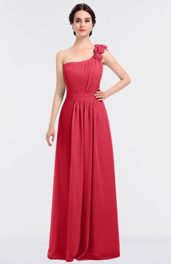 ColsBM Winter Guava Mature A-line Asymmetric Neckline Sleeveless Floor Length Flower Bridesmaid Dresses
