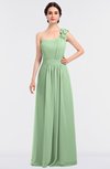 ColsBM Winter Light Green Mature A-line Asymmetric Neckline Sleeveless Floor Length Flower Bridesmaid Dresses