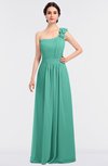 ColsBM Winter Mint Green Mature A-line Asymmetric Neckline Sleeveless Floor Length Flower Bridesmaid Dresses