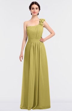 ColsBM Winter Misted Yellow Mature A-line Asymmetric Neckline Sleeveless Floor Length Flower Bridesmaid Dresses