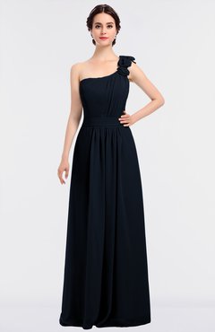 ColsBM Winter Navy Blue Mature A-line Asymmetric Neckline Sleeveless Floor Length Flower Bridesmaid Dresses
