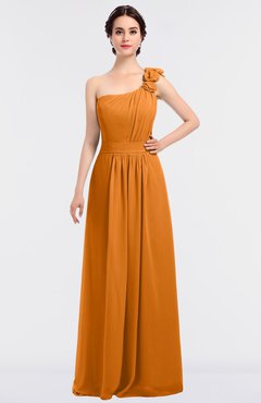 ColsBM Winter Orange Mature A-line Asymmetric Neckline Sleeveless Floor Length Flower Bridesmaid Dresses