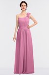 ColsBM Winter Pink Mature A-line Asymmetric Neckline Sleeveless Floor Length Flower Bridesmaid Dresses