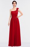 ColsBM Winter Red Mature A-line Asymmetric Neckline Sleeveless Floor Length Flower Bridesmaid Dresses