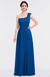 ColsBM Winter Royal Blue Mature A-line Asymmetric Neckline Sleeveless Floor Length Flower Bridesmaid Dresses