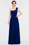 ColsBM Winter Sodalite Blue Mature A-line Asymmetric Neckline Sleeveless Floor Length Flower Bridesmaid Dresses