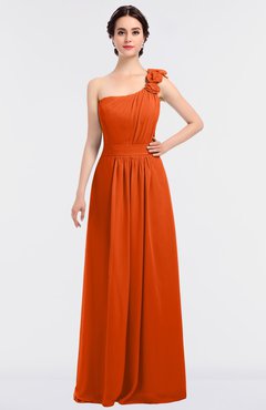 ColsBM Winter Tangerine Mature A-line Asymmetric Neckline Sleeveless Floor Length Flower Bridesmaid Dresses