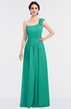 ColsBM Winter Viridian Green Mature A-line Asymmetric Neckline Sleeveless Floor Length Flower Bridesmaid Dresses