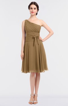 ColsBM Miriam Indian Tan Mature A-line Zip up Knee Length Bow Bridesmaid Dresses