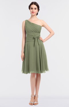 ColsBM Miriam Moss Green Mature A-line Zip up Knee Length Bow Bridesmaid Dresses