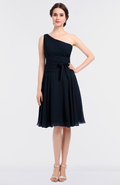 ColsBM Miriam Navy Blue Mature A-line Zip up Knee Length Bow Bridesmaid Dresses