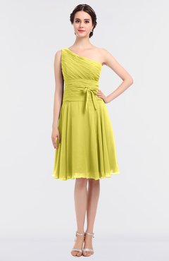 ColsBM Miriam Yellow Iris Mature A-line Zip up Knee Length Bow Bridesmaid Dresses