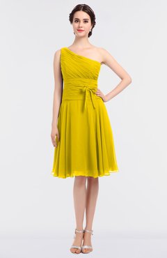 ColsBM Miriam Yellow Mature A-line Zip up Knee Length Bow Bridesmaid Dresses