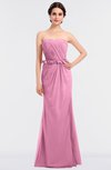 ColsBM Natalee Pink Romantic A-line Strapless Zip up Floor Length Ruching Bridesmaid Dresses