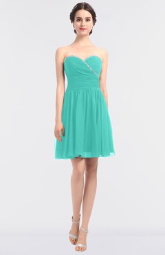 ColsBM Averi Blue Turquoise Mature A-line Zip up Mini Beaded Bridesmaid Dresses