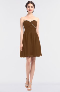 ColsBM Averi Brown Mature A-line Zip up Mini Beaded Bridesmaid Dresses