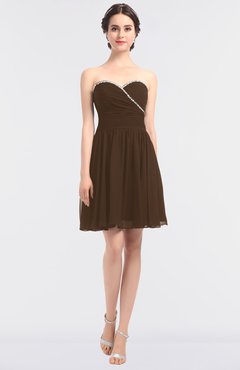 ColsBM Averi Chocolate Brown Mature A-line Zip up Mini Beaded Bridesmaid Dresses