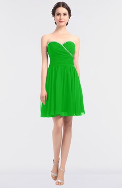 ColsBM Averi Classic Green Mature A-line Zip up Mini Beaded Bridesmaid Dresses