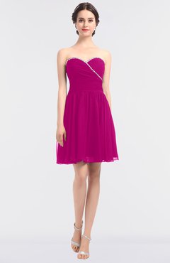 ColsBM Averi Hot Pink Mature A-line Zip up Mini Beaded Bridesmaid Dresses