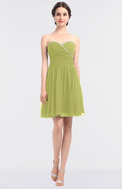 ColsBM Averi Linden Green Mature A-line Zip up Mini Beaded Bridesmaid Dresses