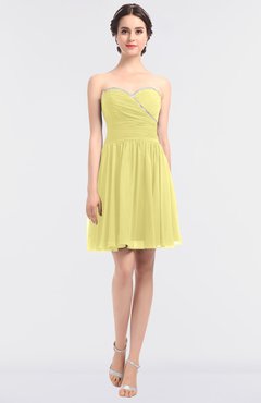 ColsBM Averi Pastel Yellow Mature A-line Zip up Mini Beaded Bridesmaid Dresses