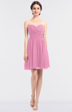 ColsBM Averi Pink Mature A-line Zip up Mini Beaded Bridesmaid Dresses