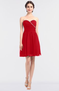 ColsBM Averi Red Mature A-line Zip up Mini Beaded Bridesmaid Dresses