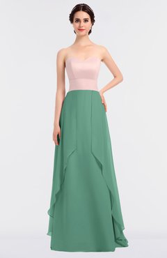 ColsBM Rachel Beryl Green Mature A-line Strapless Zip up Sweep Train Plainness Bridesmaid Dresses