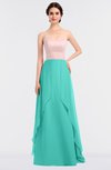 ColsBM Rachel Blue Turquoise Mature A-line Strapless Zip up Sweep Train Plainness Bridesmaid Dresses