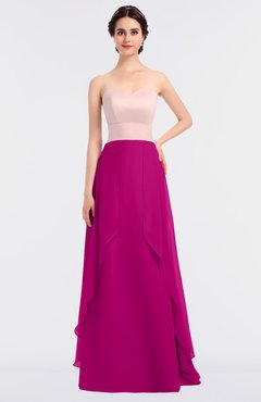 ColsBM Rachel Hot Pink Mature A-line Strapless Zip up Sweep Train Plainness Bridesmaid Dresses