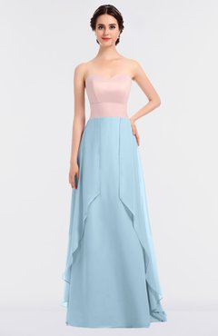 ColsBM Rachel Ice Blue Mature A-line Strapless Zip up Sweep Train Plainness Bridesmaid Dresses