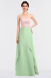 ColsBM Rachel Light Green Mature A-line Strapless Zip up Sweep Train Plainness Bridesmaid Dresses
