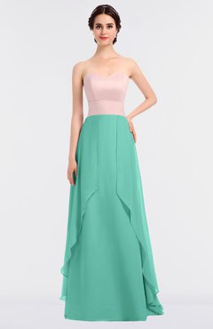 ColsBM Rachel Mint Green Mature A-line Strapless Zip up Sweep Train Plainness Bridesmaid Dresses