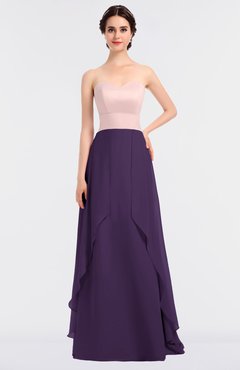ColsBM Rachel Violet Mature A-line Strapless Zip up Sweep Train Plainness Bridesmaid Dresses