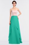 ColsBM Rachel Viridian Green Mature A-line Strapless Zip up Sweep Train Plainness Bridesmaid Dresses