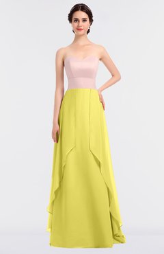 ColsBM Rachel Yellow Iris Mature A-line Strapless Zip up Sweep Train Plainness Bridesmaid Dresses