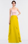 ColsBM Rachel Yellow Mature A-line Strapless Zip up Sweep Train Plainness Bridesmaid Dresses