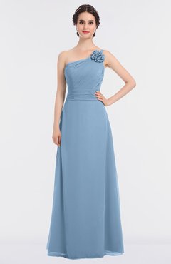 ColsBM Kendra Dusty Blue Elegant Asymmetric Neckline Sleeveless Floor Length Flower Bridesmaid Dresses
