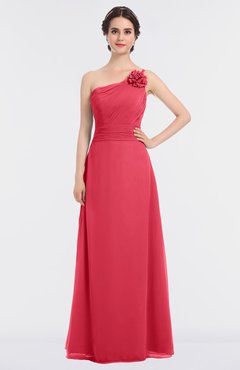 ColsBM Kendra Guava Elegant Asymmetric Neckline Sleeveless Floor Length Flower Bridesmaid Dresses