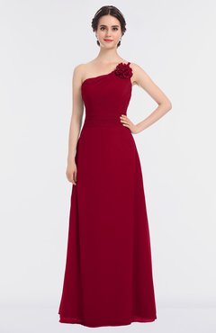 ColsBM Kendra Maroon Elegant Asymmetric Neckline Sleeveless Floor Length Flower Bridesmaid Dresses