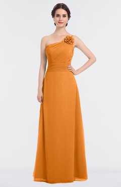 ColsBM Kendra Orange Elegant Asymmetric Neckline Sleeveless Floor Length Flower Bridesmaid Dresses