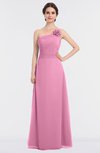 ColsBM Kendra Pink Elegant Asymmetric Neckline Sleeveless Floor Length Flower Bridesmaid Dresses
