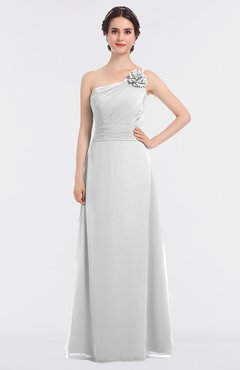 ColsBM Kendra White Elegant Asymmetric Neckline Sleeveless Floor Length Flower Bridesmaid Dresses