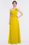 ColsBM Kendra Yellow Elegant Asymmetric Neckline Sleeveless Floor Length Flower Bridesmaid Dresses