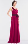 ColsBM Ivanna Beetroot Purple Elegant A-line Halter Sleeveless Floor Length Flower Bridesmaid Dresses