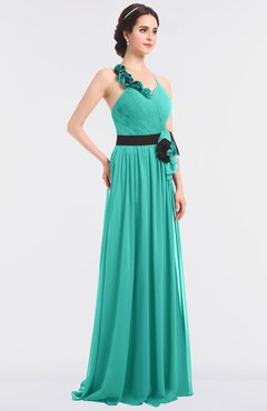 ColsBM Ivanna Blue Turquoise Elegant A-line Halter Sleeveless Floor Length Flower Bridesmaid Dresses