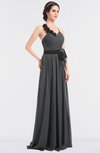 ColsBM Ivanna Grey Elegant A-line Halter Sleeveless Floor Length Flower Bridesmaid Dresses
