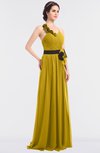 ColsBM Ivanna Lemon Curry Elegant A-line Halter Sleeveless Floor Length Flower Bridesmaid Dresses
