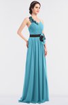 ColsBM Ivanna Light Blue Elegant A-line Halter Sleeveless Floor Length Flower Bridesmaid Dresses
