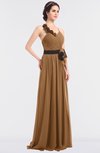 ColsBM Ivanna Light Brown Elegant A-line Halter Sleeveless Floor Length Flower Bridesmaid Dresses